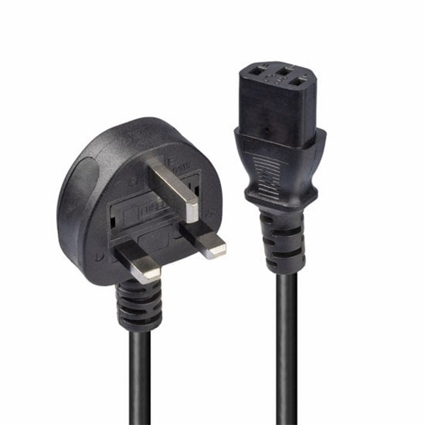 Lindy 2m UK 3 Pin Plug To IEC C13 Mains Power Cable, Black